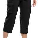 TBMPOY Womens Cargo Capris Lightweight Hiking Pants 6 Pockets Quick Dry Casual Outdoor Trip Loose Shorts Cropped Cotton (Black, L)