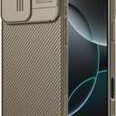 Nillkin for iPhone 16 Pro Case with Slide Camera Cover, [Upgraded Camera Lens Protection] Slim Shockproof Protective Phone Case for iPhone 16 Pro 6.3 inch, Black - Gold