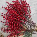 Red Holly Berry Stems for Christmas Tree,Total of 840 Red Berries,16.7in 24Pack Berry Stems,Hang Made Christmas Decor,Artificial Burgundy Berries,Fake Christmas Picks