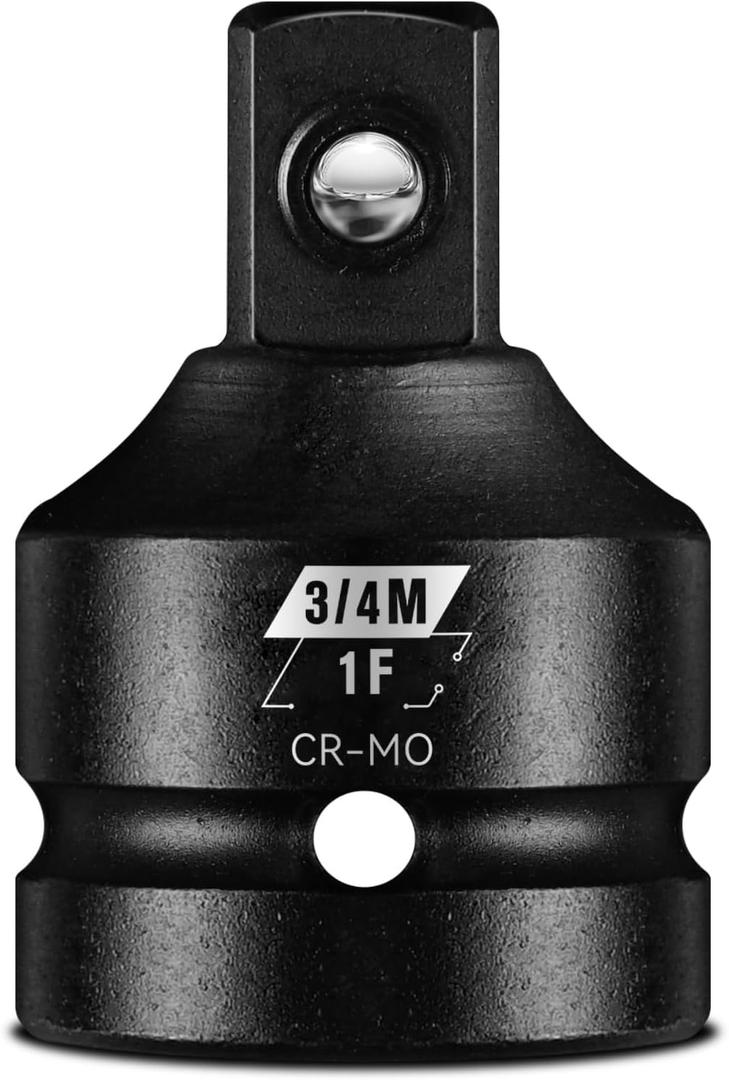1F To 3/4M Impact Socket Adapter, Cr-Mo Steel Exceeds ANSI Standards, Square Drive Reducer for Impact Driver Wrench