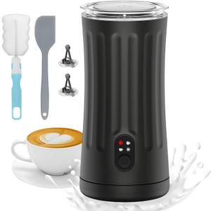 Electric Milk Frother, 4-in-1 Milk Steamer and Frother, 8.1oz/240ml Automatic Warm and Cold Foam Maker, Auto Shut-Off Frother for Coffee, Latte, Cappuccino, Macchiato (Black)