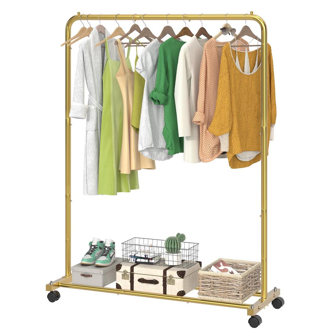Simple Trending Clothes Clothing Garment Rack, Clothes Organizer, Gold