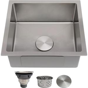 16 Inch Bar Sink Undermount  Delironexu 18 Gauge Stainless Steel Small Kitchen Sink, 16"x18"x8" Small Bar Sinks, Wet bar sink with Brushed Finish for Outdoor, RV, and Prep Use