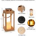Solar Lanterns Outdoor Waterproof, 2-Pack 13.2" Led Flickering Flameless Candle Lantern, Metal Lanterns Decorative, Hanging Solar Lantern for Garden, Patio, Front Porch,Wedding Decor, Table