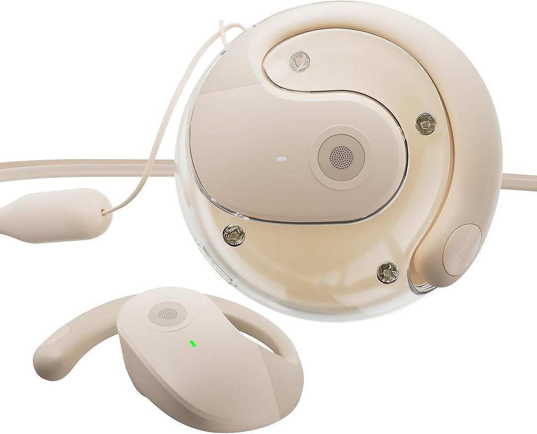 HY-T26 Open Ear Headphones for Sports Bluetooth Ear t26 x15 Earbuds IPX4 for Runners and Cyclists (Beige) (Normal)
