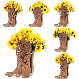 Cinnvoice 6 Pcs Wooden Centerpieces for Tables Baby Shower Decorations Tabletop Boxes Party Favor for Birthday Baby Shower Wedding Garden Tea Party(Cowboy)