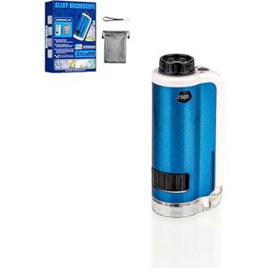Mini Microscope, 2026 New Mini Pocket Microscope, Portable Handheld Kids Microscope Mini Scope Educational Science Kits with LED Light 100X-250X(Blue)