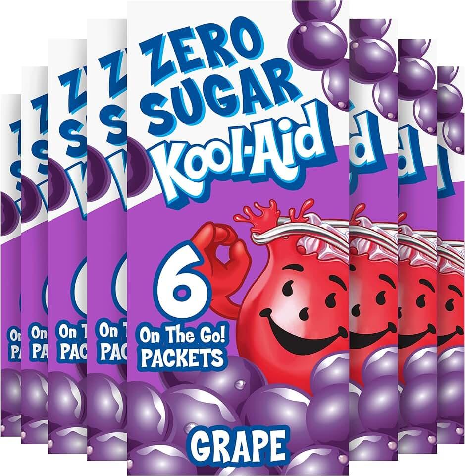 Kool-Aid Sugar-Free Grape On-The-Go Powdered Drink Mix 6 Count (Pack of 8) By 01 JUL 2027