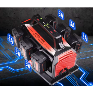 6-Ports Super Simultaneous battery Charger for Milwaukee M18 Battery Compatible with Milwaukee 14.4V- 18V Li-Ion Battery Tools