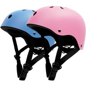 Kids Bike Helmet 2 Pack, Adjustable Toddler Helmet for Age 3-14 Boys Girls, Multi-Sport Helmet for Skateboard Roller Skateing Bicycle Scooter Blance Bike (18.9''-21.6'', Blue & Pink)