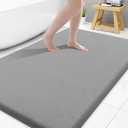 Smiry Memory Foam Bath Mat 47x32, Extra Soft and Absorbent Bathroom Mats, Non Slip Washable Carpet for Floor, Shower and Tub, Grey