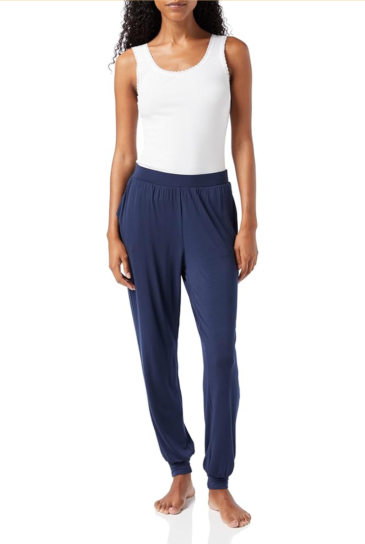 womens Lightweight Knit Jersey Pajama Pants, Jogger Lounge Sleep Wear with Pockets, Small