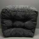 HIGOGOGO Square Stuffed Pouf Ottoman, Corduroy Poufs with Foam Chunk Filling, Furry and Fluffy Pouf Foot Stool Storage Ottoman, 21 X 21 Floor Poufs Foot Rest for Living Room, Dark Grey (21.6 Inch)