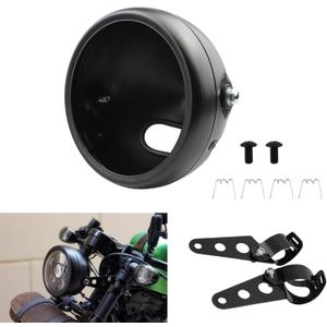 5.75 Inch Motorcycle Headlight Housing Bracket Headlamp Shell Cover 5-3/4 Headlight Mount Bucket for Harley Yamaha Suzuki Chopper Black Motorbike Headlight Bucket