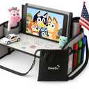 Kids Travel Tray - Foldable Toddler Lap Desk with Dry Erase Board, Car Seat Tray for Toddler, Waterproof Lap Tray for Airplane Kids Travel Essentials for Road Trip Activities, Silver