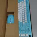 Wireless Keyboard and Mouse Combo, Full-Sized Quiet Wireless Keyboard and Adjustable DPI Mouse, 2.4GHz USB Receiver, Keyboard and Mouse for PC, Windows, Desktop, Laptop (Tiffany Blue and White-B)