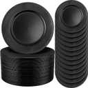 Jinei 100pcs Plastic Charger Plates, 13'' Reusable Dinner Plates with Beaded Edges, Elegant Vintage Style for Weddings, Parties, and Festivals(Black)