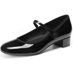 DREAM PAIRS Women's Mary Jane Chunky Low Heels Comfortable Slip on Dress Shoes for Women Closed Round Toe Casual Cute Work Pumps Flats Shoes, Size 7, Black, SDPU26008W