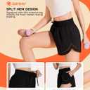 GAYHAY Running Shorts for Women - Athletic Quick Dry Sports Womens Shorts High Waisted Gym Workout Black Shorts with Pockets (Black, L)