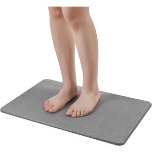 Stone Bath Mat, Diatomaceous Earth Shower Mat, Fast Drying, Super Absorbent, Anti-Slip Stone Bath Mats for Bathroom, Kitchen, Easy to Clean, (23.5"x15.5", Slate)