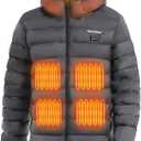 Mens Heated Jacket with Battery Pack 12V 20000mAh - Lightweight Electric Heated Coat for Men with Heating Gloves (X-Large, Grey)