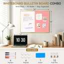 Whiteboard Bulletin Board Combo, 24"x18" Dry Erase Linen Cork Board