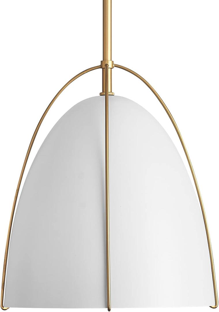 10in Dome Pendant Light White Kitchen Island Pendant Lighting Modern White & Gold Pendant Lights Fixture for Dining Room Kitchen Sink, E26, 10" 1-Light 1-Socket