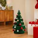 Civaner 20 x 12 inches Honeycomb Christmas Tree Thickened 3D Honeycomb Paper Christmas Tree with Magnetic Folding Xmas Modern Decorations Xmas for Home Living Room Holiday Decorations (19.7 Inches, Green)