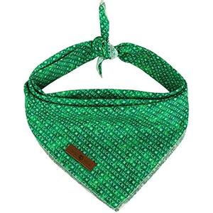 Lionet Paws Dog Bandana Washable Cotton Handkerchief Scarf Triangle Bandana for Small Medium Large Dogs Black Grid (Small (Pack of 1)), Green