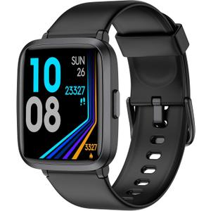 Fitness Tracker, Fitness Watch with Blood Oxygen, Heart Rate Monitor, Steps Calories Counter, Sleep Monitor, Pedometer IP68 Waterproof, Smart Watch for Android iPhones (Black)