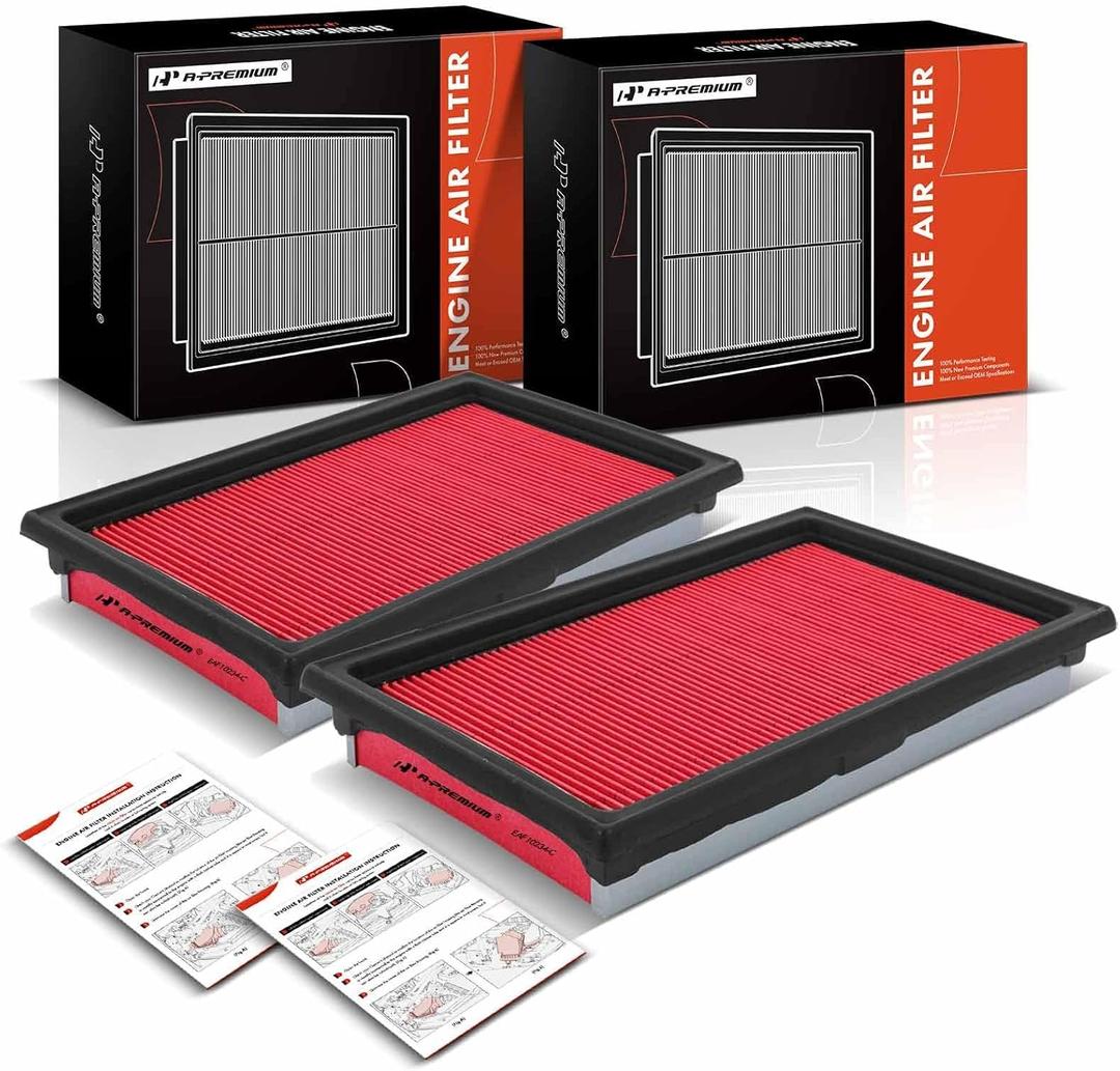 A-Premium 2-PC Engine Air Filter Compatible with Infinit Q50 & Nissan Cube, NV200, Versa, 2007-2021, 3.5L 3.7L, Flexible Panel, Replace# 16546-ED500
