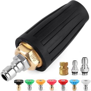 Turbo Nozzle Pressure Washer, 4000 PSI 360Rotating Power Washer Nozzles (Max 5000 PSI) with 1/4 and 3/8 Quick Connect, 7 Pressure Washer Nozzle Tips for Concrete, Brick, Driveway(4.0 GPM)