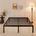 Maenizi California King Bed Frames, 16 Inch Heavy Duty Metal Platform Support Up to 3000 lbs with Steel Slat, No Box Spring Needed, Easy Assembly, Noise Free, Black