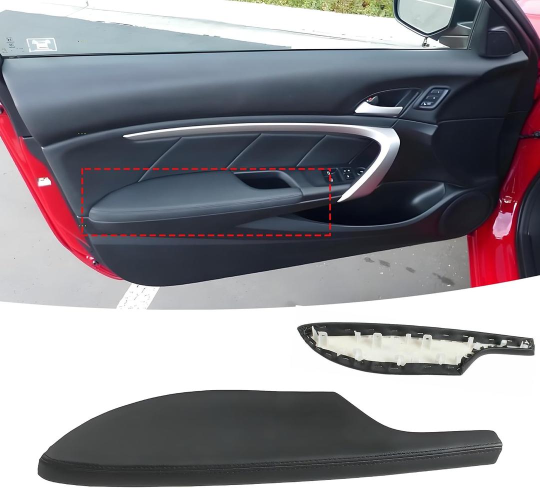 MUTUSAISI Left Black Door Panel Leather Armrest Cover Lid Compatible with Honda Accord 2-Door Coupe 2008-2012 Interior Accessories 83571-TE0-A51ZA (Driver Side)