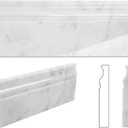 Diflart 4-Pack Carrara White Marble Baseboard Trim Molding, 5 x 12 Inch Crown, Polished, Bianco Italian Carrera Marble Skirting Base Moulding for Shower Bathroom Wall Kitchen Backsplash
