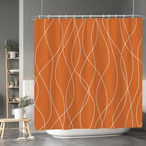 Baocicoo Orange Abstract Stripes Shower Curtain Texture Grain Modern Ornamental Decorative Creative Design Shower Curtains for Home Bathtubs Bath Decor Waterproof Fabric with Hooks 72x72 Inches Inches (72W x 72H)