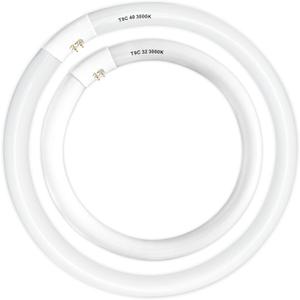 FC16T9/WW 40 Watt and FC12T9/WW 32W Set, 2700K Soft White, 16'' T9 40W Circline Light Bulbs, 12 inch 32 Watt Circular Fluorescent Tube, Round Fluorescent Bulb CRI 82, 5700 Lumen G10q