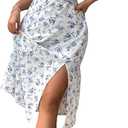 Floerns Womens Summer Split Thigh Spaghetti Strap Cami Midi Floral Dress White Blue Floral Large