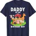 Daddy of The Birthday Boy Farm Animals Matching Farm Theme T-Shirt, XL