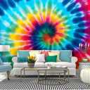 Wall Mural Vibrant Tie Dye Peel and Stick Wallpaper Self Adhesive Wallpaper Large Wall Sticker Removable Vinyl Film Roll Shelf Paper Home Decor (144" x 100", Multi1)