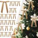 Senjie 24Pcs Christmas Velvet Bows for Tree, Vintage Ribbon Bows Ornaments for Garland Wreath Gift Wrapping Treat Bag Bakery Candy Bags DIY Crafts Holiday Decor (Khaki, 5" x 7", Width of 1")