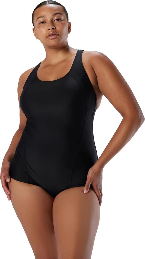 speedo Women's Swimsuit One Piece PowerFlex Princess Seam Ultraback Conservative Cut (12)