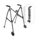 Stander Wonder Walker with 5-inch Wheels, Lightweight Folding Walker for Adults, Seniors, and Elderly, Collapsible Travel Walker, Ski Glides for Mobility Support, Compact, Black Walnut