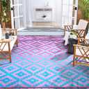 Wonnitar 8x10 Outdoor Rug, Large Waterproof Reversible Plastic Straw Rug for Patios, Indoor/Outdoor Area Rug Lightweight Camping Rug for Outside RV Balcony Garden Deck, Blue/Purple