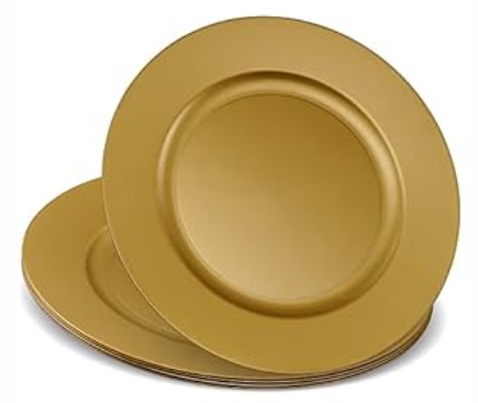 13'' Charger Plates Black Plastic Heavy Duty Disposable Dinner Chargers Serveware Dishes Platters Tableware Pack of 12