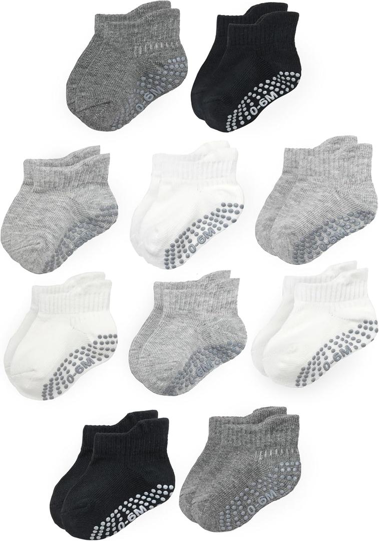 Fruit of the Loom Cotton Grip Socks for Baby and Toddler, 12-24 Months 