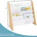 Humble Crew Kids Bookshelf, 4-Tier Front-Facing Book Display Organizer, Montessori Toddler Bookcase for Playroom, Bedroom & Reading Corner, Natural Wood/White
