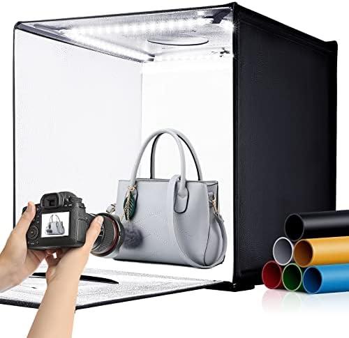 Amazon.com : Fasonic 24"x24" Photo Studio Light Box for Photography, Foldable Bi-Color Dimmable Shooting Tent Kit with 240 LED Lights, 3000-6500K Lighting Booth, 6 Color Backdrops : Electronics