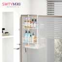 SWTYMIKI Over The Door Shower Caddy - 3 Tier Rustproof Hanging Shower Organizer with Adjustable Shelves, 28 Hooks & Soap Holder, Hanging Shower Rack Storage for Bathroom Accessories, White