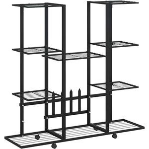vidaXL Flower Stand with Wheels 37.2"x9.6"x36" Black Iron